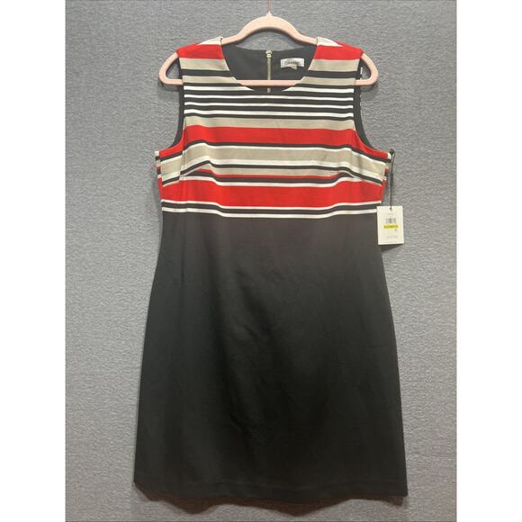 Calvin Klein Color Striped Scuba Sheath Dress Career Work Office Womens Size 14 - Picture 5 of 16